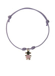 Bracelet Petite Fille Cordon Mauve Or 18Kt